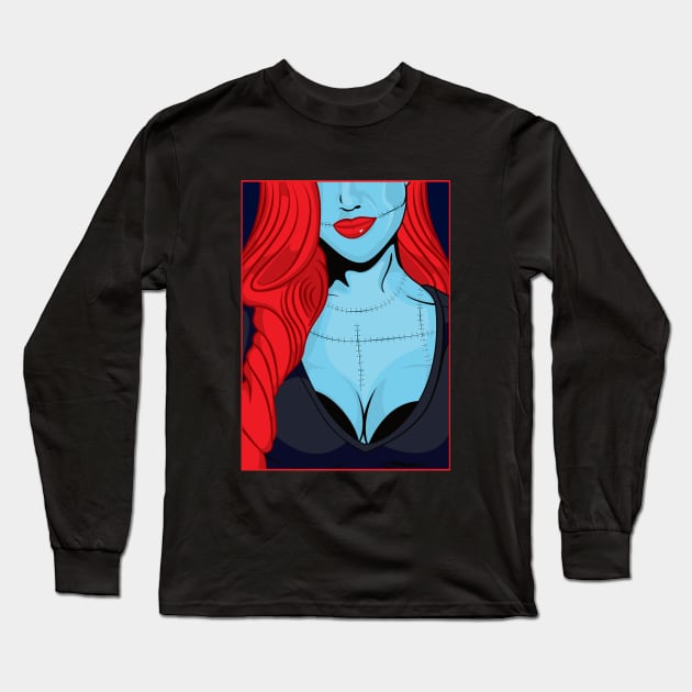 Halloween Frankensteins Bride Pop Art Girl Long Sleeve T-Shirt by Hixon House